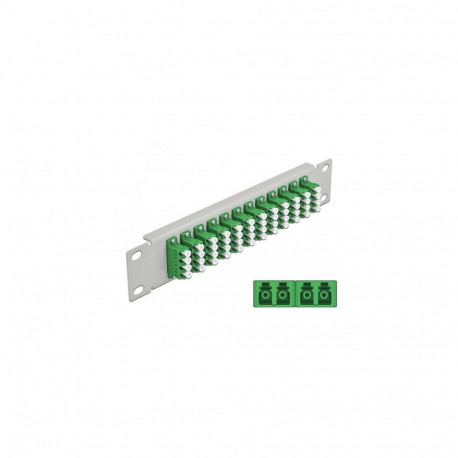 DeLOCK 10″ Fiber Optic Patch Panel 12 Port LC Quad green 1U grey