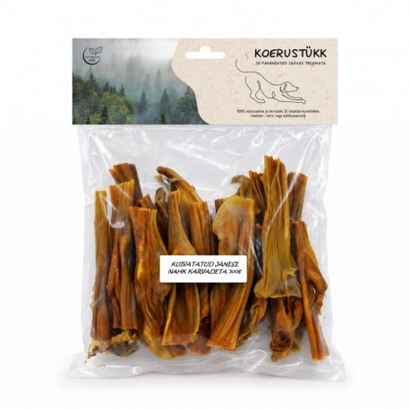 Koerustükk kuivatatud jänese nahk koerale 500g