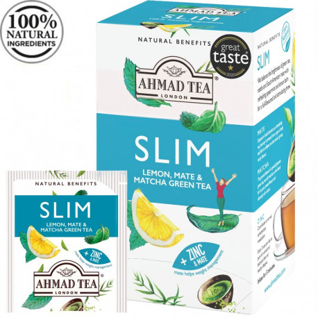 Roheline tee AHMAD Slim sidrun mate ja matcha 20tk ümbrikus