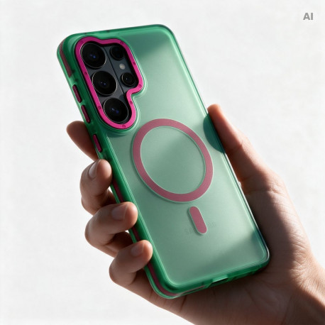 Case for Samsung S26 FE Forcell F-Protect Vivid Premium compatible with MagSafe green
