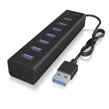 ICYBOX USB-jaotur IB-HUB1700-U3 7-pordiline USB Type-A liidese ja toiteallikaga