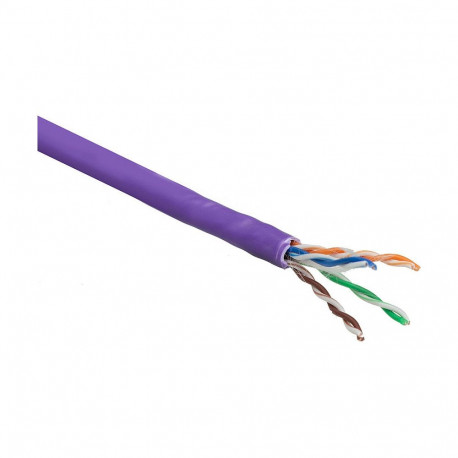 "Cat 6 U/UTP solid installation cable without pair splitter, LSZH, CPR euroclass DCA, 24AWG, violet 