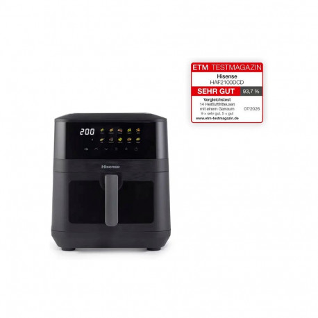 "Hisense Heißluftfritteuse HAF2100DCD (schwarz, 2.100 Watt, Korb 7,7 Liter)"