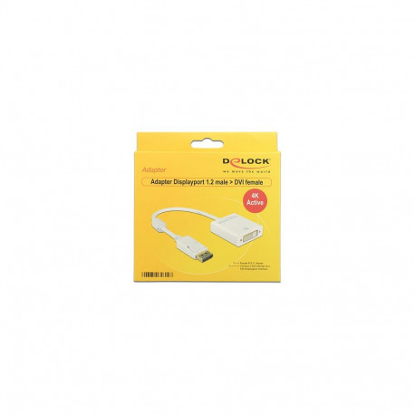 Adapter DisplayPort 1.2 pistik > DVI pesa, aktiivne 4K, valge