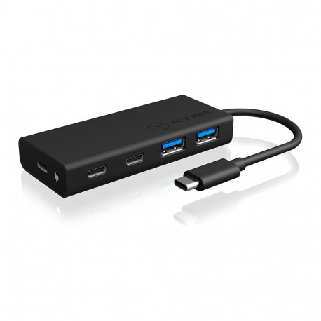 "USB HUB 5Port ICY BOX 2xUSB3.0 2xUSB-C 1xUSB Power Delivery 60W SuperSpeed passiv Black"