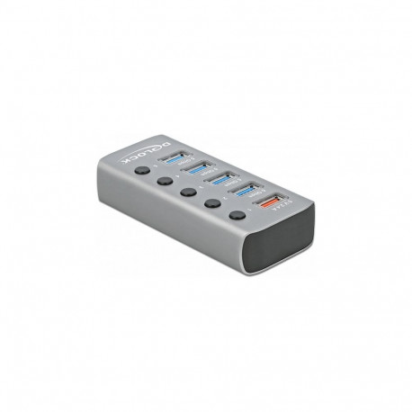 "USB 5 Gbps Hub mit 4 Ports + 1 Schnellladeport mit Schalter und Beleuchtung"
