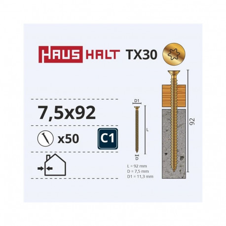 WINDOWS FRAME SCREW 7.5X92 50PCS (12)