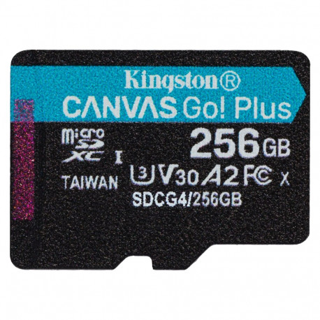 "CARD Kingston 256GB microXC Canvas Go Plus Gen4 200R A2 U3 Single Pack w/o ADP"