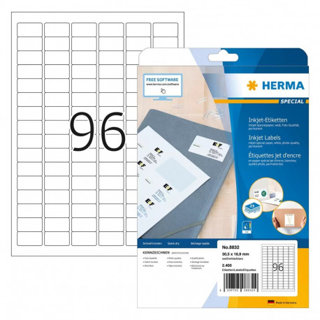 "HERMA Inkjet-Etiketten A4 weiß 30,5x16,9 mm Papier 2400 St."