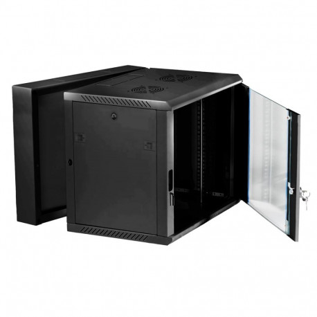 Extralink andmekapp 12U 600x600 AZH seinale kinnitatav swing-tüüpi, must