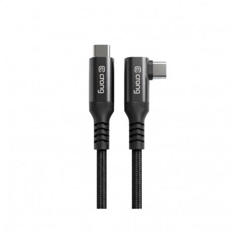 Crong Armor Link - Kabel kątowy 60W PD 3A USB-C do USB-C 5Gbps 150cm (czarny)