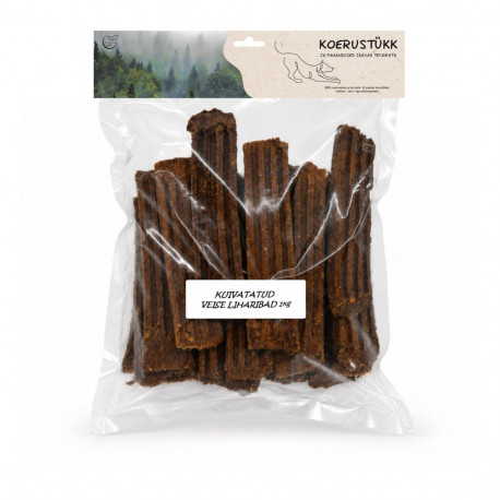 Koerustükk kuivatatud veise liharibad koerale 1kg