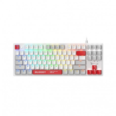 A4TECH BLOODY mehaaniline klaviatuur S310N Energy BLMS Red 87 Keys, valge