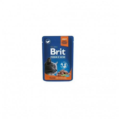 Brit Premium Cat Pouch Salmon for Sterilised 100 g — complete wet food for sterilised cats with salm