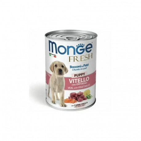Monge Dog Fresh Puppy Chunks in Loaf Veal with Vegetables — complete wet food with veal and vegetabl