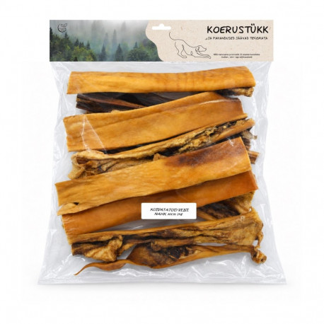 Koerustükk kuivatatud veise nahk 30cm koerale 1kg