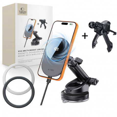 TECH-PROTECT V23 ARCTICBOOST MAGNETIC MAGSAFE DASHBOARD & VENT CAR MOUNT WIRELESS CHARGER 25W QI2.2 