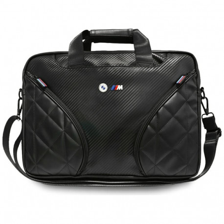 BMW Carbon Pockets & Metal Logo 16" Laptop Bag - Black