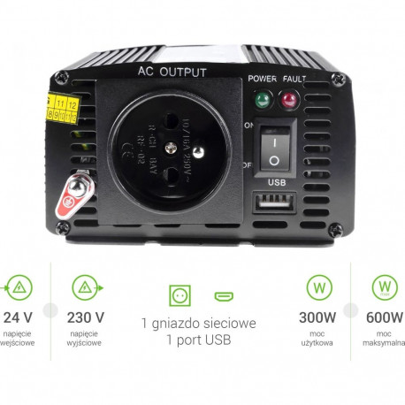 Green Cell 24V to 230V Modified sine wave 300W