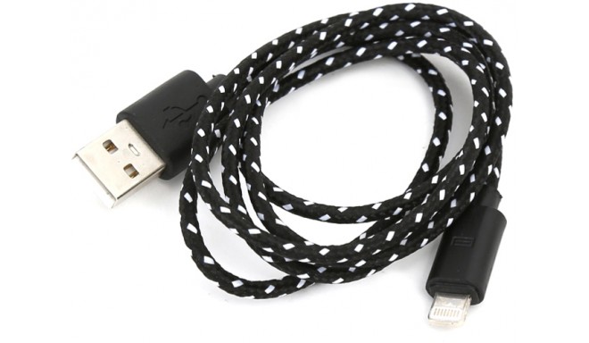 Omega cable Lightning 1m braided, black (42337)