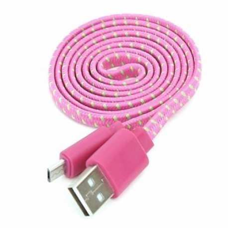 Omega kabelis microUSB 1m, rozā (42327)