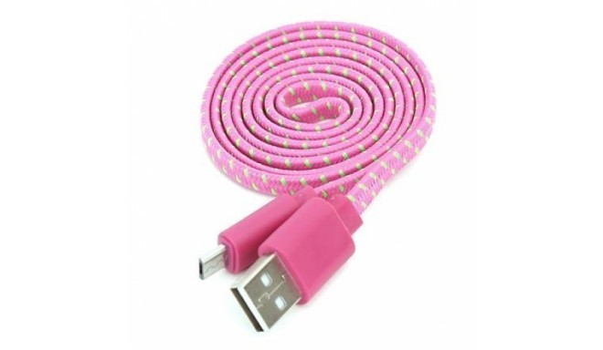 Omega cable microUSB 1m flat braided, dark pink (42327)