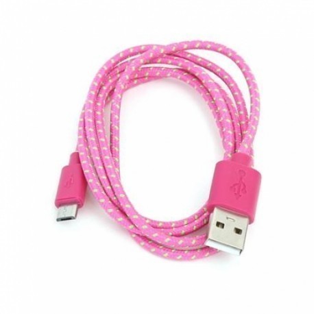 Omega kabelis microUSB 1m, rozā (42319)