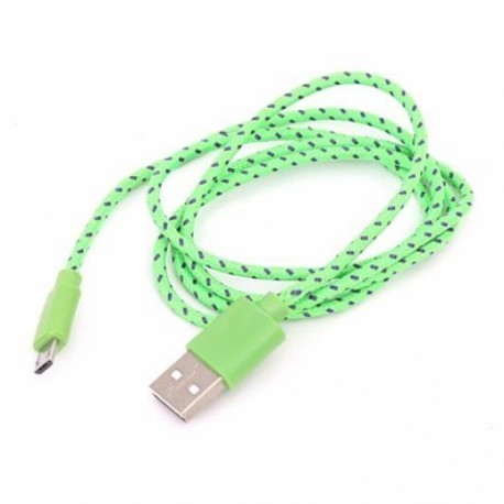 Omega kaabel microUSB 1m punutud, heleroheline (42317)
