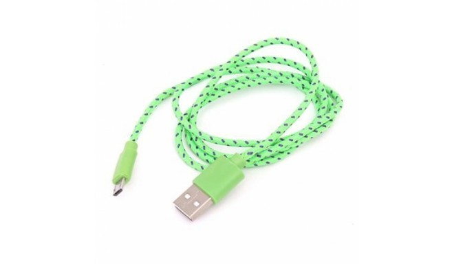 Omega cable microUSB 1m braided, green (42317)