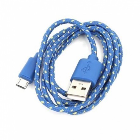 Omega kaabel microUSB 1m punutud, tumesinine (42315)