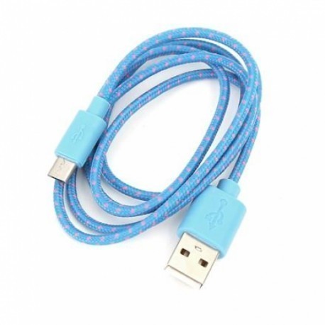 Omega kaabel microUSB 1m punutud, helesinine (42316)