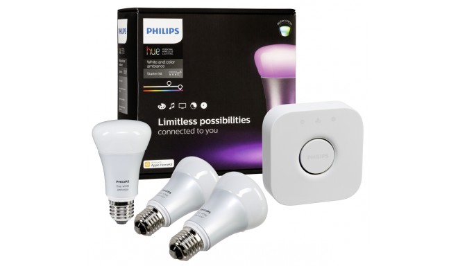 Philips Hue LED Lampe E27 10W 3-Pack StartSet incl. Bridge 2.0