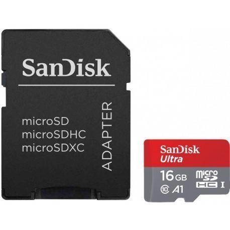 SanDisk atmiņas karte microSDHC 16GB Ultra 98MB/s A1 + adapteris