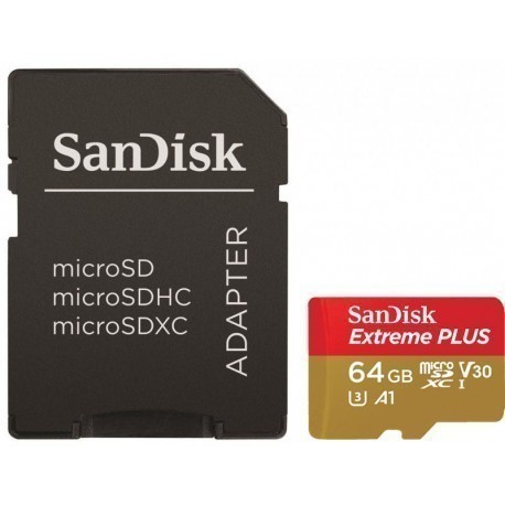 SanDisk atmiņas karte microSDXC 64GB Extreme Plus A1 + adapteris