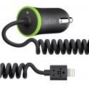 Belkin Car Charger 2,1 A with fix Lightning Coiled Cord black