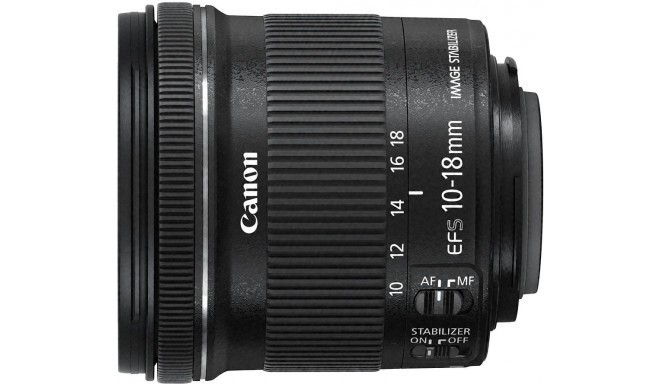 Canon EF-S 10-18mm f/4.5-5.6 IS STM objektiiv + EW-73C päikesevarjuk