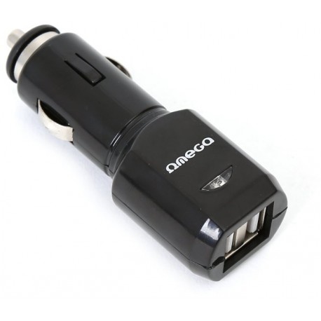 Omega autolaadija 2xUSB + kaabel, must (42395)