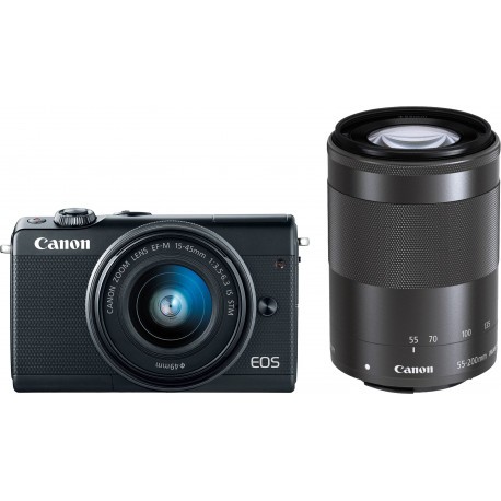 Canon EOS M100 + EF-M 15-45 мм + 55-200 мм IS STM, черный