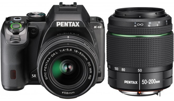 Pentax K-S2 + 18-50mm WR + 50-200mm WR Kit, black
