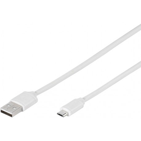 Vivanco USB kabelis - microUSB 1,0m, balts (35816)