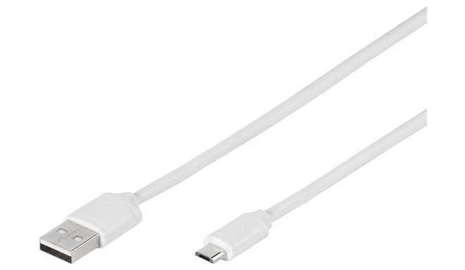 Vivanco USB kabelis - microUSB 1,0m, balts (35816)