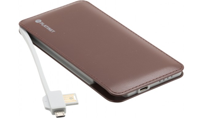 Platinet Power Bank Leather 6000mAh, brūns (42835)