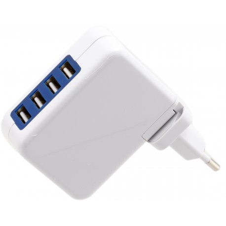 Omega USB зарядное устройство 4xUSB US/EU/UK + кабель, белый (42674)