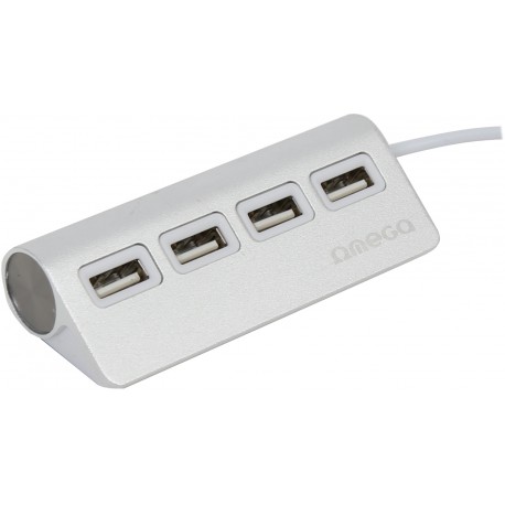 Omega USB 2.0 хаб 4 порта, серебристый (OUH4AL)
