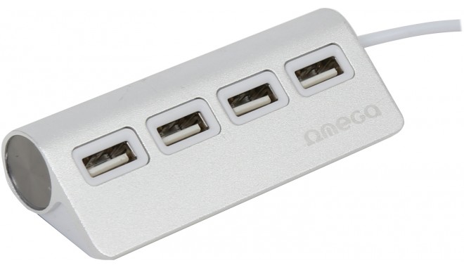 Omega USB 2.0 хаб 4 порта, серебристый (OUH4AL)