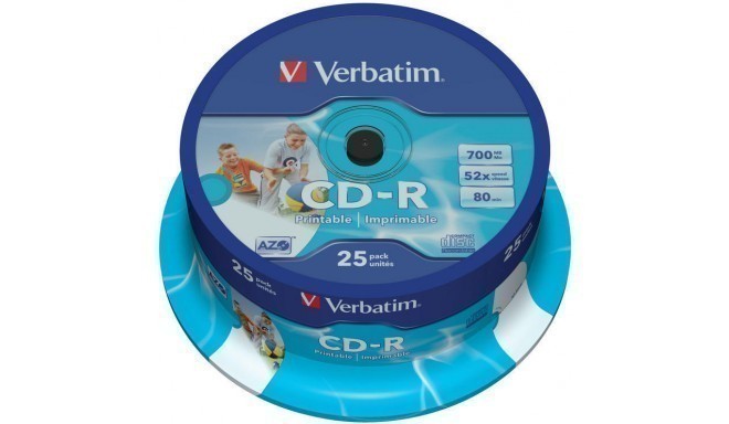 Verbatim CD-R AZO Printable 700MB 52x 25tk tornis