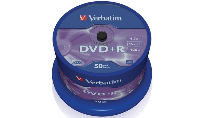 Verbatim DVD+R Matt Silver 4,7GB 16x 50tk tornis